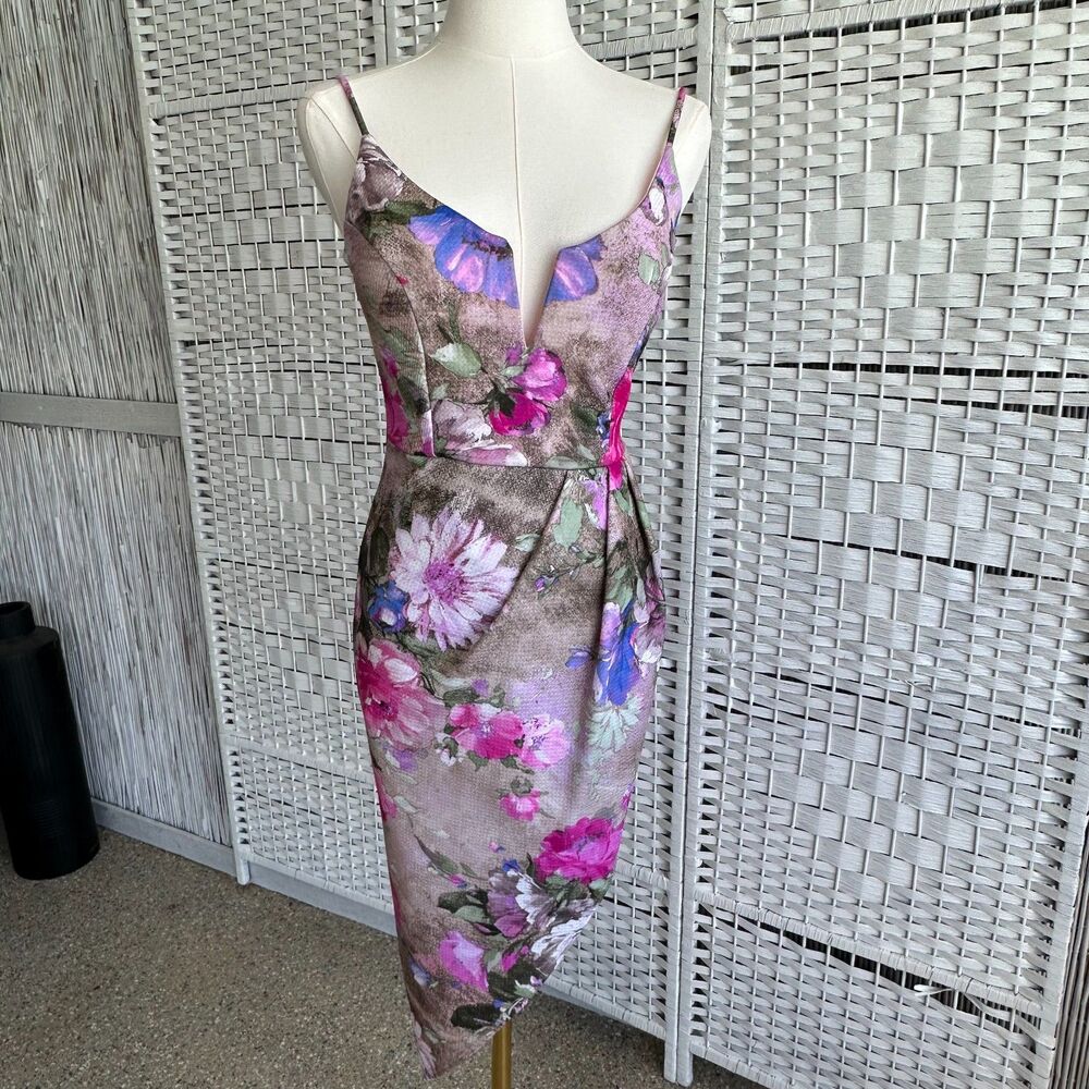Windsor A Symmetrical Pink Floral Dress S Small Spring Summer Homecoming